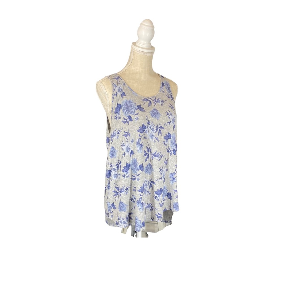American Eagle Gray Tank Top with Blue Floral Pattern